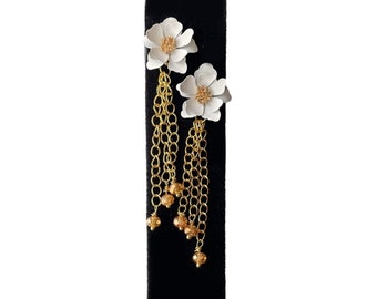 Lovely earrings. Unique hand made earring. beautiful jewelry for her.  Long earrings.  Sophisticated and eye catching pair of earrings