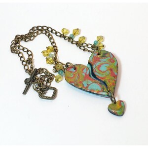 Have Heart Polymer Clay Necklace. Polymer Clay heart pendant.  Beautiful Heart design Polymer Clay Necklace Gift for her.