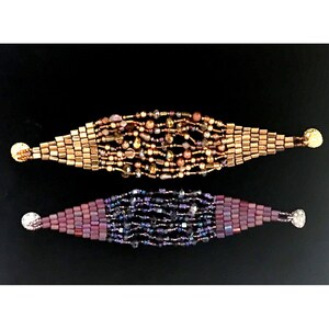 Handmade beaded Bracelets for Women. Purple Seed Bead Bracelet, shades of purple, lilac and pink beads and Bronze with pearls and beads