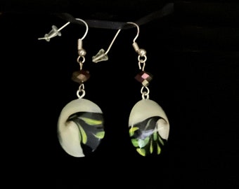 Glow in a dark earrings. Unique Earrings. Unique handmade earrings.  Polymer clay earrings.  Shine with this glow in dark earrings.