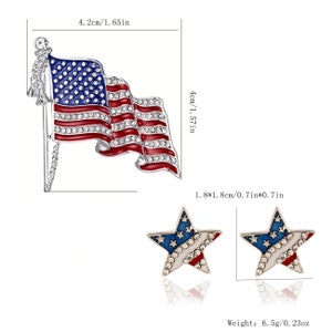 Patriotic Star Stud Earrings Red White Blue. USA Star American Flag Star Earrings USA Patriotic Earrings Red White Blue American Flag brooch