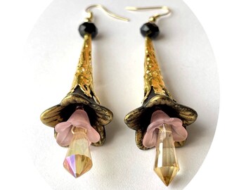 Earrings.  Long hand crafted earrings. Long dangle earrings for her.