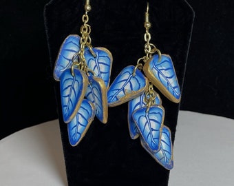 Earrings. Handmade leave polymer clay earrings. Dangle Earrings Beautiful hand made pair of earrings. Dangle earrings always in style design
