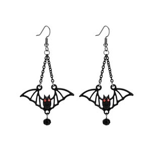 Your choice of Vampire bat and coffin earrings OR Halloween bat hanging earrings Long Halloween Dangle Earring Coffins Flying Bat earrings image 9