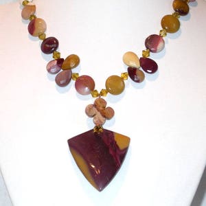 Hand Made Show stopper Celebrity Necklace Original designer necklace Mookaite Gemstone Multi-Color Faceted. the wonderful gemstone image 5