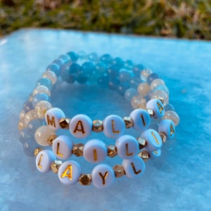 Personalized Citrine and Aquamarine Stretch Bracelet