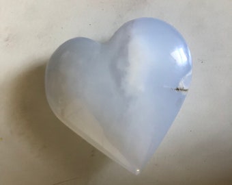 Corazón de calcedonia azul