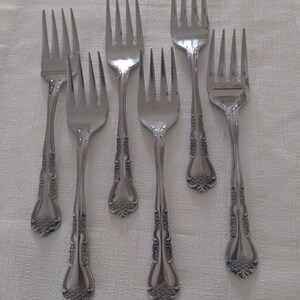 Rogees Delight Stainless 6 Salad Forks Flatware