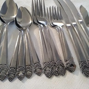 Japan National Stainless NST75 Flatware 18 Piece, Dinner Forks Knives Teaspoons Soup Spoons