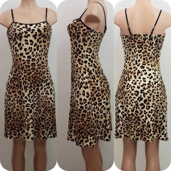 leopard cami slip dress