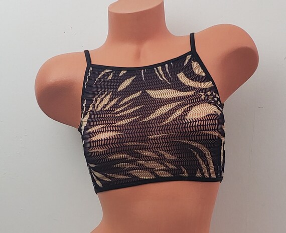 high neck fishnet top