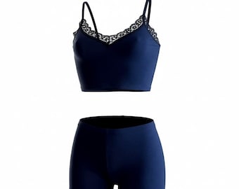 Lace Trim ausgestattet Crop Top und Bottom