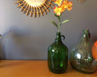 Bonbonne Dame Jeanne Jarre - En verre vert foncé - Capacité 5L - Déco vintage