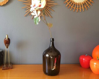 Bonbonne en verre ambré – Dame Jeanne – Jarre – Capacité 5L - Déco vintage