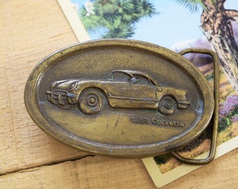 1976 '53 CORVETTE 3" Vintage Solid Brass Indiana Metal Craft Made in U.S.A. Chevy Car Chevrolet 70s
