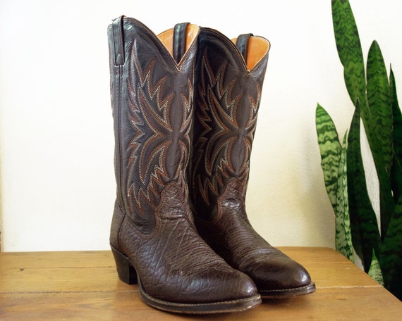 9 D Stiefel Leder Tops 5 Usa Stich Doppel Hergestellt In Cowboy Chocolate H Bullhide Western Herren Vintage Brown v8wOmNny0