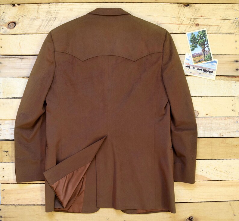 60s70s Men/'s 41R M-L Saxony Hall Wilson/'s Montevideo MN Minnesota Western Suit Jacket Brown Suedecloth Sport Coat Blazer Cowboy
