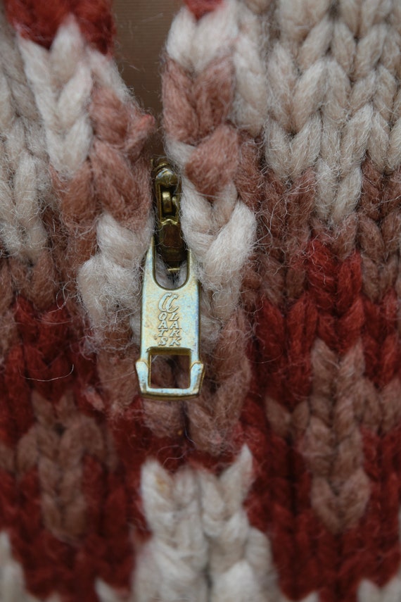 1950s Heavy Wool Knit Cowichan Style Cardigan Sat… - image 3