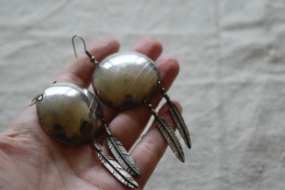 Vintage Large Silver Southwestern Dangle Earrings… - image 3