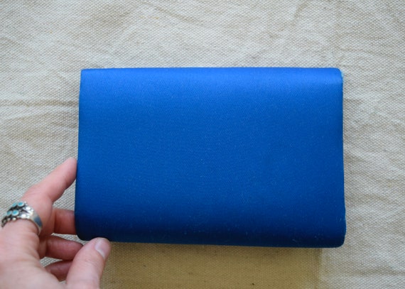 50s 60s Blue Silk Clutch Purse Handmade in China … - image 3