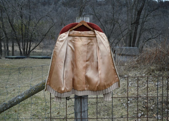 1950s Heavy Wool Knit Cowichan Style Cardigan Sat… - image 5