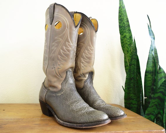 Mannen 9 D vintage cowboy laarzen licht Tan Gray Leather Western Mannen 9 D vintage cowboy laarzen licht Tan Gray Leather Western