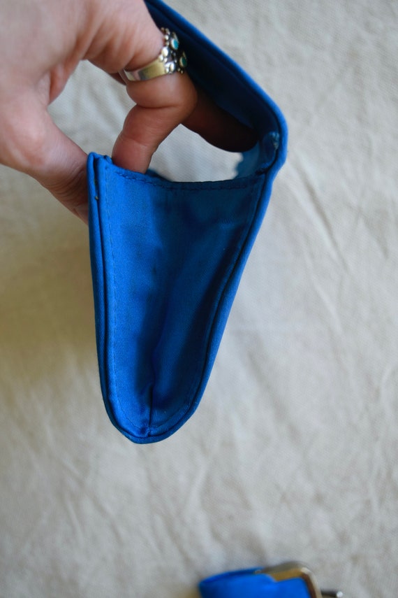 50s 60s Blue Silk Clutch Purse Handmade in China … - image 6
