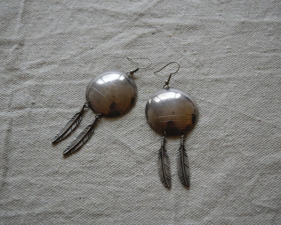 Vintage Large Silver Southwestern Dangle Earrings… - image 5