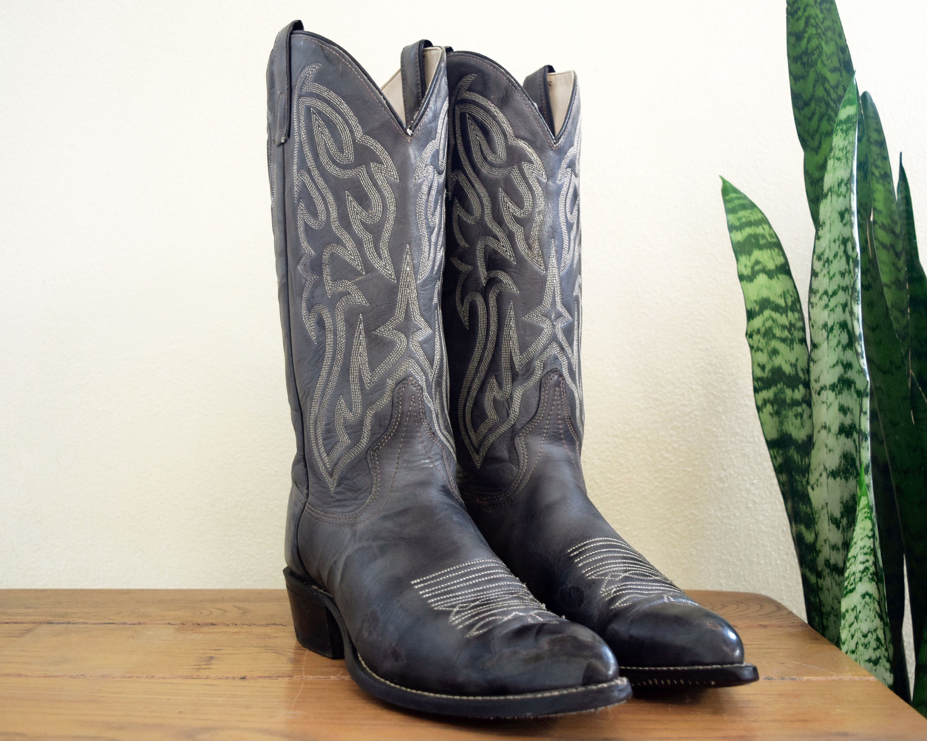 dark grey cowboy boots
