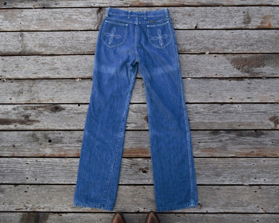 70s Maverick Jeans 29x33 11" Rise Medium Blue Den… - image 3