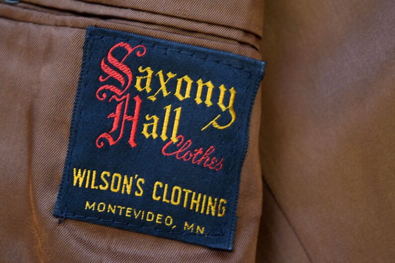 60s70s Men/'s 41R M-L Saxony Hall Wilson/'s Montevideo MN Minnesota Western Suit Jacket Brown Suedecloth Sport Coat Blazer Cowboy