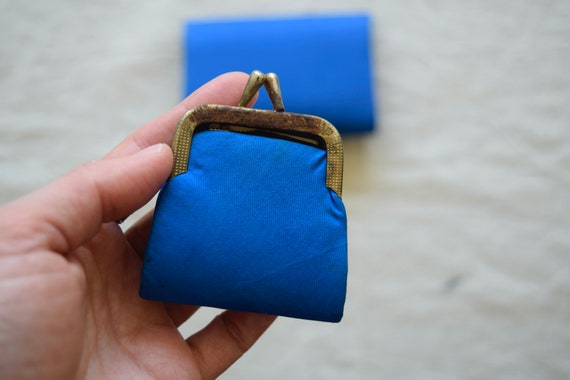 50s 60s Blue Silk Clutch Purse Handmade in China … - image 9