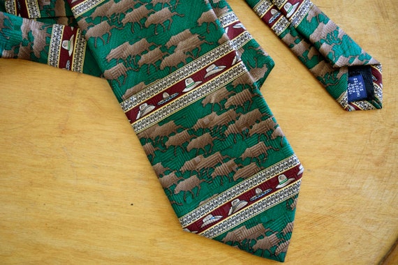 Men's Vintage Cattle Herd Cowboy Hats Silk Necktie