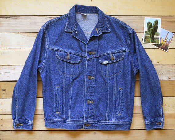 NEW LEE RIDER DENIM JACKET LIGHT BLUE TRUCKER JEANS /_ L LARGE