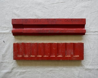 Vintage Set Red Wooden Foundry Industrial Molds Displays Vintage Metal Casting Factory Pattern