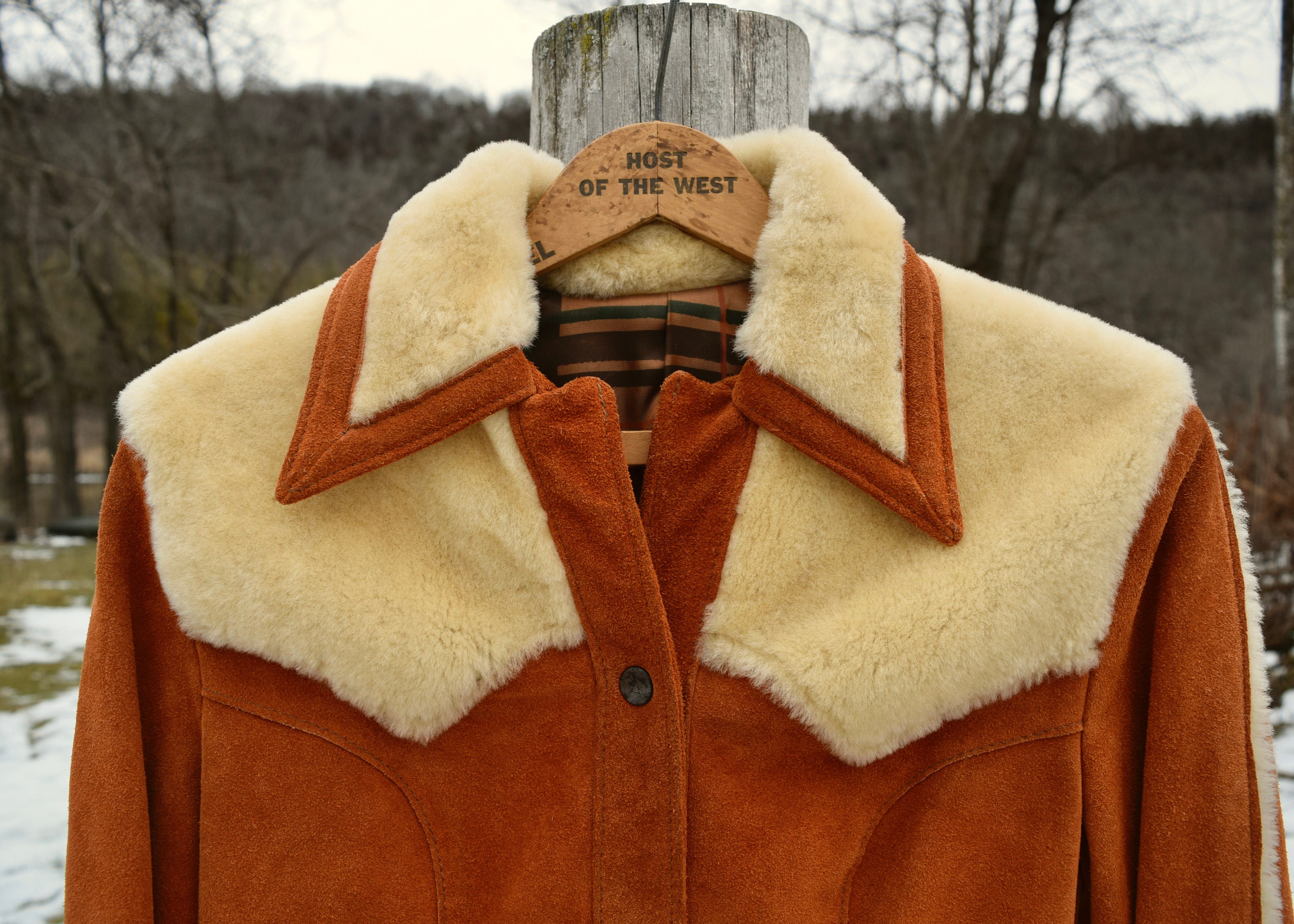 XS Women's Joo Kay Tawny Suede Leather Sherpa Western Rancher