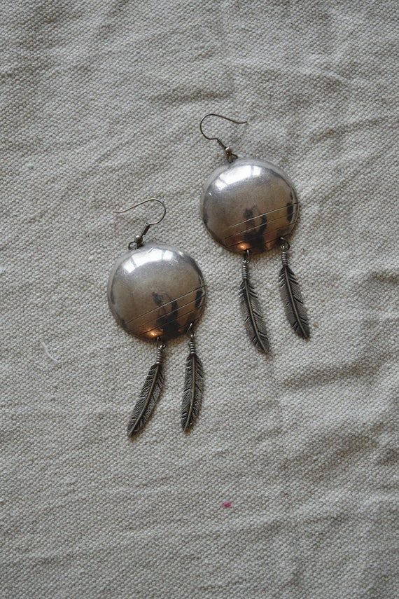 Vintage Large Silver Southwestern Dangle Earrings… - image 7
