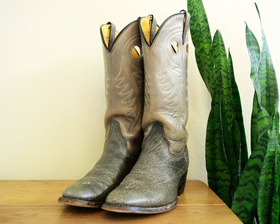 Mannen 9 D vintage cowboy laarzen licht Tan Gray Leather Western Mannen 9 D vintage cowboy laarzen licht Tan Gray Leather Western