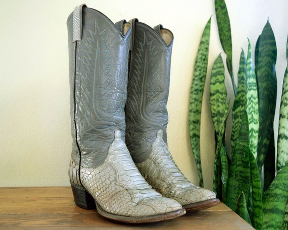 gray snakeskin boots