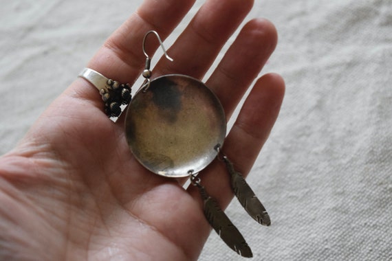 Vintage Large Silver Southwestern Dangle Earrings… - image 10