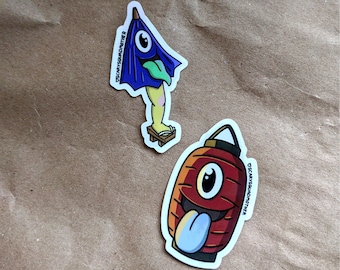 Yokai Umbrella & Lantern Stickers - Weatherproof Vinyl