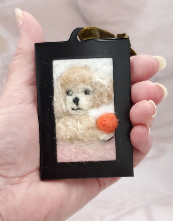 Mini 3D Felted Pet Portraits, Tiny Dog Portrait, Felted Cat Portrait, Pet Memorial, Custom Wool Art, Custom Felted Dog Picture, Felted Pet