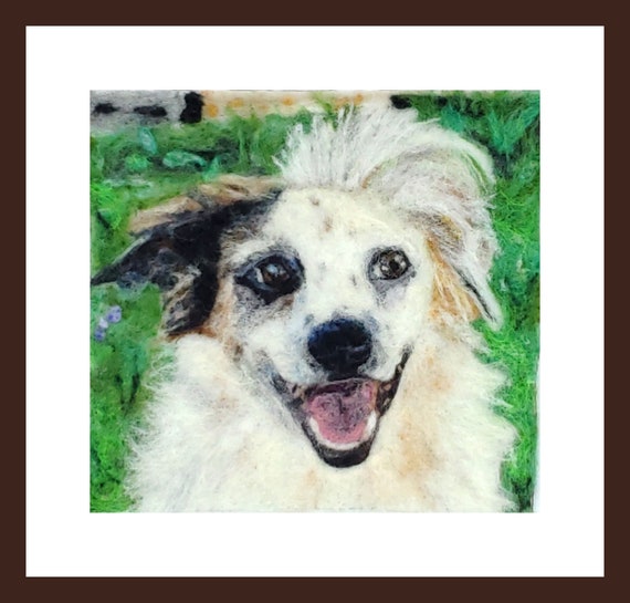 Felted Pet Portrait, Custom Dog Portrait, 2 Dimensional Pet Portrait- Hand Felted Pet Memorial- Felted Cat Portrait- Pet Loss Gift