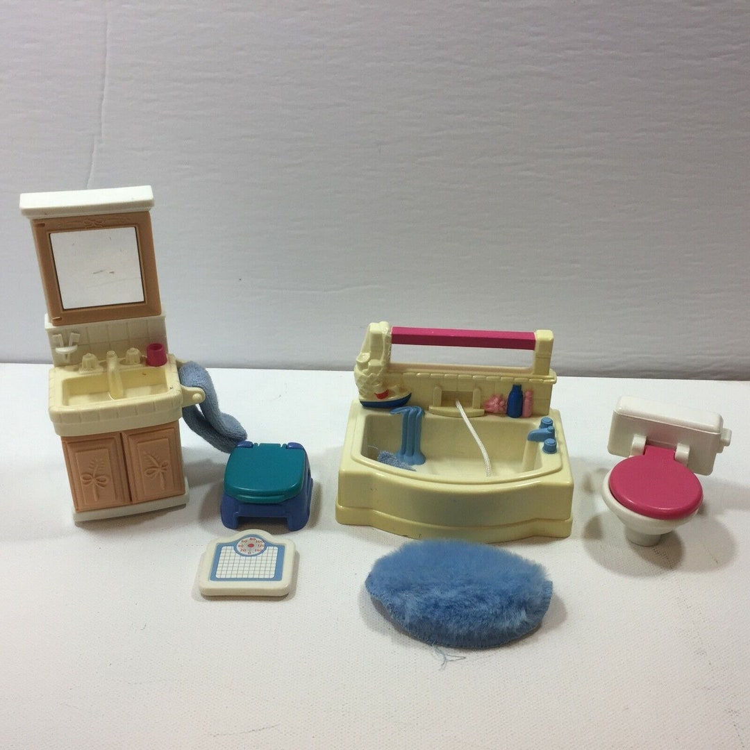 Vintage Fisher Price Doll House Furniture Bathroom Set Bath Etsy