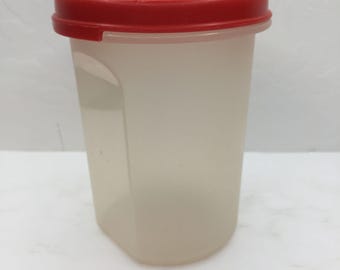 vintage Boîte ronde modulaire 1606 Tupperware 15 oz liq. 440 ml avec couvercle rouge transparent