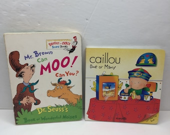 Lot 2 Kid Board Book Dr Seuss Mr Brown Can Moo Caillou One Or Many Lift The Flap