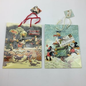 Vtg Walt Disney Christmas Gift Bags Set 2 Seasons Greetings 1935 Mickey Donald