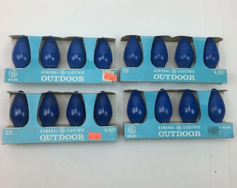 General Electric GE C9-1/2 Outdoor Christmas Lamps Light Blue Bulbs Lot of 4
