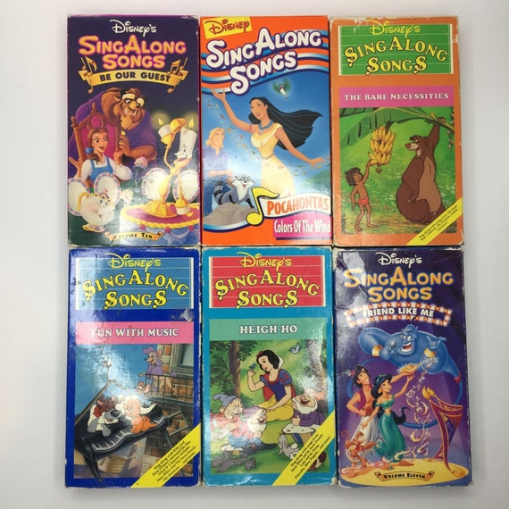 Vintage Set 6 Disney's Sing Along Songs VHS Be Guest Fun Music