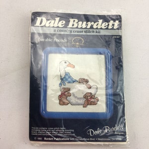 Vintage Dale Burdett A Country Cross Stitch Kit Lovable Friends White Snow Geese Teddy Bears Craft